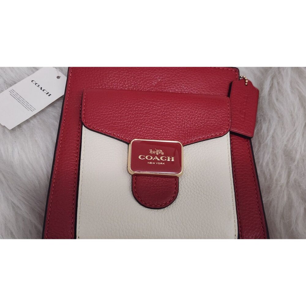 NWT Red Coach Mini Pepper Crossbody In Colorblock Pebble Leather (Style C6994)